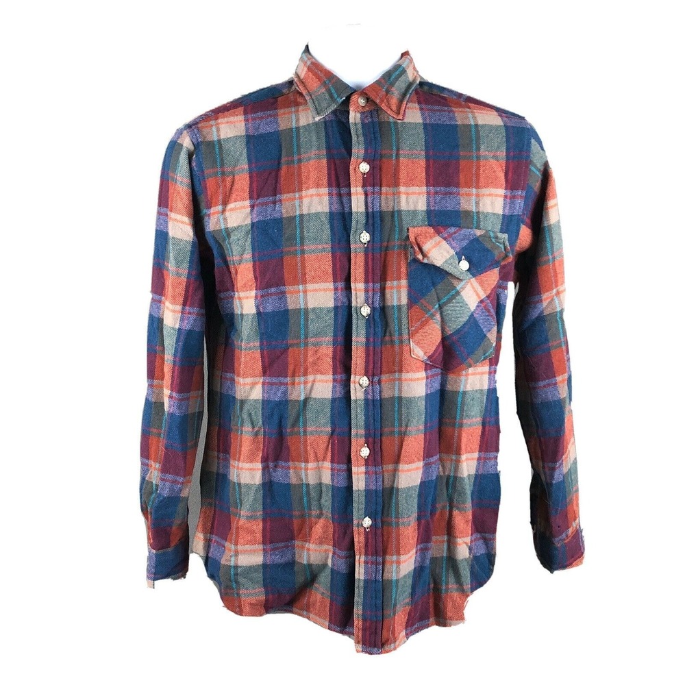 VTG Made In USA Men's Pendleton LOBO Plaid Flannel 100% Wool Shirt Medium